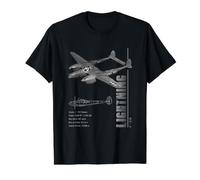 Caza P38 Lightning Camiseta gráfica económica, Hombre, Negro, XL