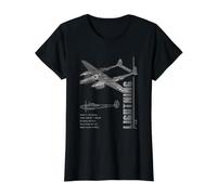 Caza P38 Lightning Camiseta gráfica económica, Mujer, Negro, S