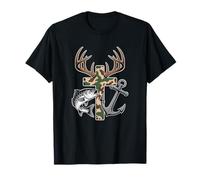 Caza Pesca Cruz Camo Fe Christian Fisherman Hunter Camiseta