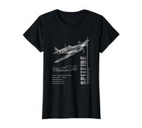Caza Supermarine Spitfire Camiseta gráfica económica, Mujer, Negro, L