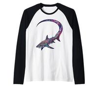 Cazador de Aguas Profundas con Cola Larga y tiburón Zorro Camiseta Manga Raglan