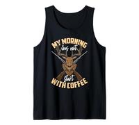 Cazador de Ciervos cazando mi mañana Citas Divertidas Camiseta sin Mangas