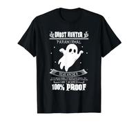 Cazador de Fantasmas Investigador Paranormal Divertido Humor sin Miedo Camiseta gráfica económica, Hombre, Negro, M