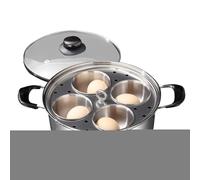 Cazador Furtivo De Huevos De Acero Inoxidable - Olla Escalfada De 4 Compartimentos | Mini Vaporera Multifunción | Hogar Cocina Placas De Inducción Pequeñas | Contenedor Rápido Cómodo Ligero Durable Fá