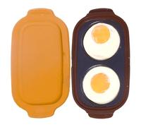 Cazador furtivo de huevos para microondas Antiadherente Olla para huevos de 2 cavidades con tapa Calor rápido Máquina para hacer escalfados en microondas Fácil de limpiar Cocina casera Herramien