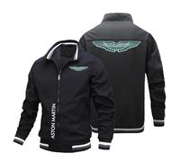 Cazadora Aviador Hombre A.s.t.o.n M.a.r.ti.n, Chaqueta Clásica Al Aire Libre Cuello Alto, Primavera Otoño Verano Cazadoras, Aviadora(Black,M)
