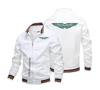 Cazadora Aviador Hombre A.s.t.o.n M.a.r.ti.n, Chaqueta Clásica Al Aire Libre Cuello Alto, Primavera Otoño Verano Cazadoras, Aviadora(White,3XL)