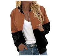 Cazadora Bomber Mujer, Chaqueta Mujer Entretiempo, Retro Empalme Manga Larga Universitaria Piloto Chaquetas Chándal Abrigo Elástica Puños Corte Regular Ligeros Simple Piloto Elasticos Jacket Top