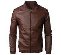 Cazadora Cuero Hombre Bomber, Cazadora Moto Verano Hombre Informal De Piel Sintética Con Cuello Alto Moderna Ajustada Ligera Cortavientos Para Exteriores Para Deporte Trabajo Senderismo Motocicl
