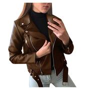 Cazadora Cuero Mujer Primavera PU Cardigan Manga Slim Fit Motocicleta Bomber Chaqueta Chaqueta Larga Cremalleras 2024 Chaqueta Cuero Otoño Cazadora Moda Casual Abrigo