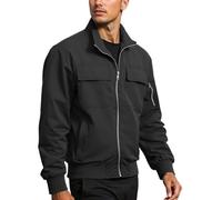 Cazadora Hombre, Bomber Primavera s casuales e Elegant vuelo uso diario Cort holgado con detall cremallera Perfecta conjuntos otoño invierno Combina con jeans (Black XL)