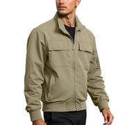 Cazadora Hombre -Chaqueta Cortavientos Primavera s casuales e Elegant vuelo uso diario Cort holgado con detall cremallera Perfecta conjuntos otoño invierno Combina con jeans (Khaki L)