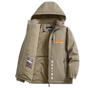 Cazadora Hombre Invierno K. T. M, Sudadera de Forro Polar Gruesos Suave al Tacto, Chaqueta Básicas y Caliente, para Vida Diaria, deportes(Khaki,3XL)