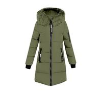 Cazadora Mujer Invierno con Capucha Color Liso Manga Larga - Parka Mujer Invierno Cremallera con Bolsillo Deportiva Termica Classic Cazadoras Moda Chic Plumíferos Verde del ejército XL