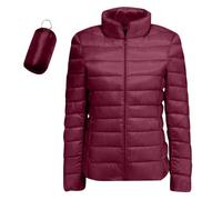 Cazadora Mujer Invierno Manga Larga Color Liso Sin Capucha - Plumifero Ultraligero Mujer con Bolsillo Cremallera Termica Anchos Casual Cazadoras Deportiva Classic Plumíferos Vino XXL