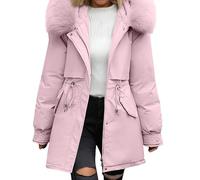 Cazadora Mujer Invierno Manga Larga con Capucha Color Liso - Plumifero Ultraligero Mujer Cremallera Slim Fit Suave Deportiva Funcional Chaquetas Ligera Termica Plumiferos Rosa XXL