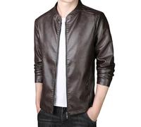 Cazadora Piel Hombre,Chaqueta Bomber Informal De Piel Sintética con Cuello Alto para Hombre, A La Moda, Ajustada, Ligera, para Exteriores, para Deporte, Trabajo, Senderismo, Motocicleta, Ciclismo,