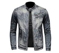 Cazadora Vaquera Hombre, Chaqueta De Camionero Chaqueta Vaquera Vintage Gris Azul Chaqueta De Motociclista Washed Jeansjacke Chaqueta De Transición Elástica Con Cremallera Chaqueta Casual Slim Fit