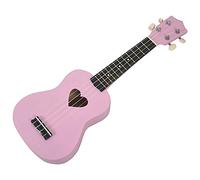 CAZARU Ukelele Soprano de 21 Pulgadas, Ukelele de 4 Cuerdas, miniguitarra Hawaiana, Agujero de Sonido en Forma de corazón, Madera