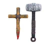 Cazavampiros Poste & Martillo Kit de Disfraz Halloween Fiesta Props Adultos