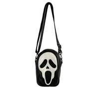 CazDopaM Bonito bolso de piel sintética para mujer, diseño de cara de fantasma, Negro -