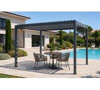 CAZEBOO Pérgola Bioclimática Autoportante Piana 297x195 cm 3x2 m - 6 m² Aluminio Gris Antracita - Lamas Orientables 0-110° Acero - Resistente Viento 70 km/h - Kit Completo con Manivela y Anclajes