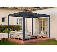 CAZEBOO Pérgola Bioclimática Autoportante Piana 297x252 cm (3x2,5 m - 8 m²) Aluminio Gris Antracita - Lamas Orientables 0-110° Acero - Resistente Viento 70 km/h - Kit Completo con Manivela