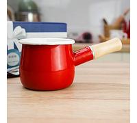 Cazo antiadherente pequeño para leche, té, café, hervir huevos, preparar la papilla del bebé, diseño esmaltado con mango de madera, fácil de limpiar, de Jmahm. rosso