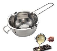 Cazo Baño María 600ml Olla de Derretir de Acero Inoxidable Olla para Baño María Recipiente Fundir Chocolate Melting Pot para Derretir Chocolate, Dulces, Mantequilla, Queso y Velas Plata