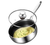 Cazo de acero inoxidable - ollas para calentar leche, olla de cocina de acero inoxidable | cazo de leche antiadherente tipo panal con tapa, cazos inoxidables para fideos y desayuno