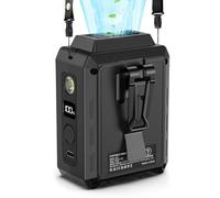 CAZOKASI Ventilador de clip de cintura portátil con soporte de escritorio de iluminación, 16000 rpm, tiempo de funcionamiento de hasta 20 horas (5000 mAh/negro)
