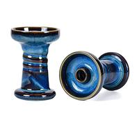 Cazoleta Cachimba Phunnel Cabeza Shisha - Kitosun Mars Hookah Bowl Tazón de barro acristalado con borde compatible con Provost, bueno para todo tipo de sabros de Shisha 12-15g (Denim)