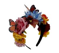 Cazqgoy Day of the Dead Hair Accessories, Floral Headpiece for Women, Flower Wreath,Festival Flower Headband for Female Death Fancy Dress Dress Headwear (Rosa)