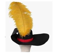 Cazqgoy Fashion Black Christmas Party Hat Soft Adjustable Unisex Festive Clothing Celebration Hat with Yellow Feathers
