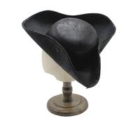Cazqgoy Sombrero de capitán pirata, tricornio sintético, negro (1) para adultos unisex, múltiples ocasiones