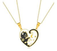 CAZSTYK 1 par de collares con colgante para parejas que se pueden llevar juntos o solos con dije de metal blanco y negro para un elegante regalo para parejas