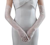 CAZSTYK 2 elegantes guantes de brazo largo transpirables de encaje de poliéster elástico para ocasiones especiales, noche de graduación