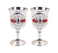 CAZSTYK 2 vasos de chupito de metal grabados con flor de rosa, copas de vino pequeñas para cocina, club y reuniones, tazas de vino grabadas de metal