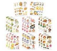 CAZSTYK 24 calcomanías de rompecabezas de campo para tabletas, incluye personajes de dulces, bebidas y calcomanías adhesivas de alimentos de dibujos animados