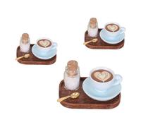 CAZSTYK Accesorios de té de la tarde inglesa en miniatura, muebles de casa de muñecas, juego de 3 tazas de café pequeñas para casas de muñecas