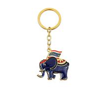 CAZSTYK Adorable soporte de elefante en miniatura con pancartas festivas hecho a mano con forma de animal llavero de recuerdo de viaje para celebrar elefantes, Morado (, Talla única