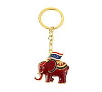 CAZSTYK Adorable soporte de elefante en miniatura con pancartas festivas hecho a mano con forma de animal llavero de recuerdo de viaje para celebrar elefantes, rosso, Talla única