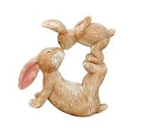 CAZSTYK Adorno festivo de conejos de beso para decoración de Pascua, pieza de resina de moda que mejora los ambientes de la habitación y la felicidad, estatua de conejos