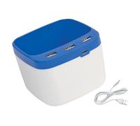 CAZSTYK Almacenamiento de bolígrafos y adaptador USB con tres puertos USB 2.0 e iluminación LED para organización en escritorios escolares en casa, adaptador USB LED