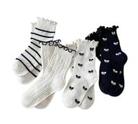 CAZSTYK Calcetines de algodón acanalado para niñas, calcetines de uniforme escolar, botas cortas, varios tamaños, para uso diario, uniforme escolar, J, S