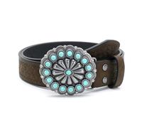 CAZSTYK Cinturón retro de vaquera occidental con cuentas artesanales y diseño en relieve para hombres y mujeres, accesorios de moda, cinturón de vaquera occidental, Multicolor, M