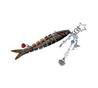 CAZSTYK Colgante de pez colorido multifuncional, llavero de moda, bolsa de accesorios, adorno adecuado para vestidos y camisetas, llavero de pesca al aire libre, Marrón manchado, M