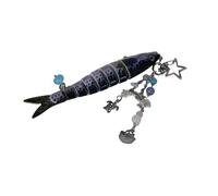 CAZSTYK Colgante de pez colorido multifuncional, llavero de moda, bolsa de accesorios, adorno adecuado para vestidos y camisetas, llavero de pesca al aire libre, Cian manchado, M