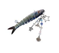 CAZSTYK Colgante de pez colorido multifuncional, llavero de moda, bolsa de accesorios, adorno adecuado para vestidos y camisetas, llavero de pesca al aire libre, Azul corrugado, M