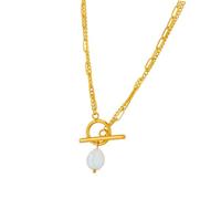 CAZSTYK Collar barroco moderno de perlas de agua dulce, cadena ajustable, acero inoxidable 316L, chapado en oro de 18 quilates, joyería única de perlas barrocas